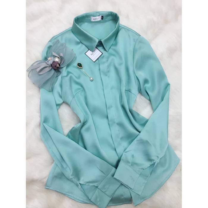 29+ mẫu áo sơ mi nữ màu xanh và cách tôn dáng siêu đẹp