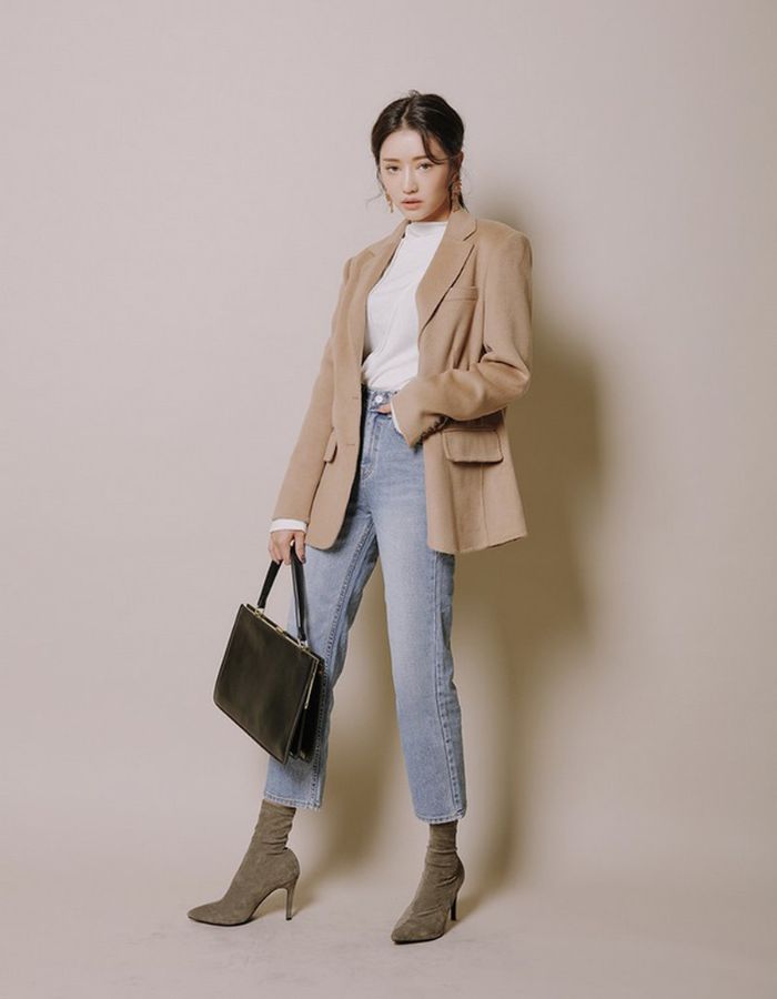 10 Cách phối quần jeans nữ lưng cao Hàn Quốc - Kiến Thức