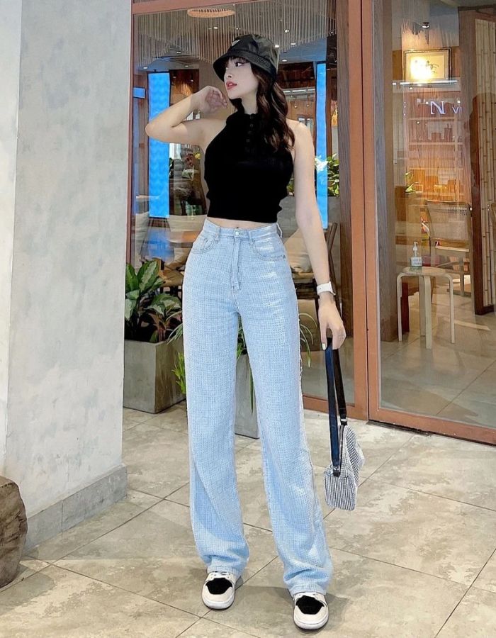 10 Cách phối quần jeans nữ lưng cao Hàn Quốc - Kiến thức