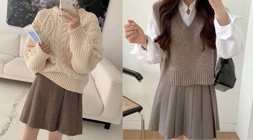 Áo len với quần Quần giả váy phối với áo gì đẹp và thời trang nhất