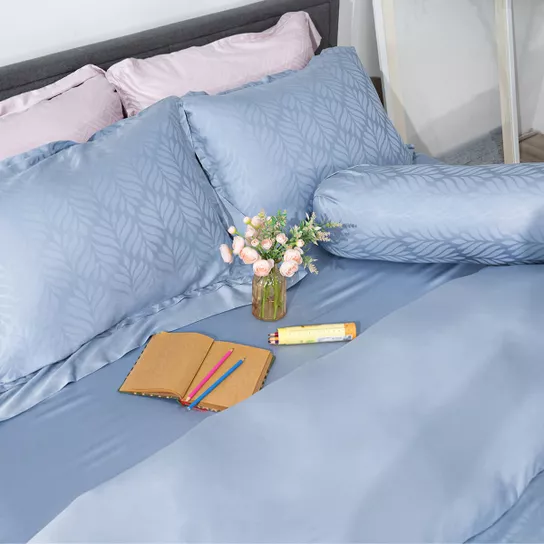 Bộ chăn ga Lụa tencel cao cấp Amando Lagom 5 chi tiết Màu Xanh dương - Ảnh 2